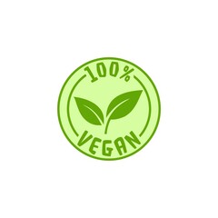 100 percent vegan emblem isolated on white background