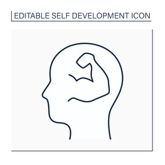 Self-confidence line icon. Realistic confidence in own judgment, ability, power. Psychologically strong character.Self-development concept. Isolated vector illustration. Editable stroke