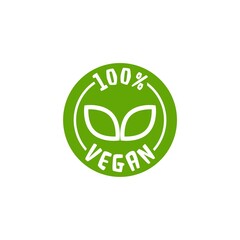 100 percent vegan emblem isolated on white background