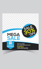 Fototapeta premium Mega Sale Cyan Color Vector Design