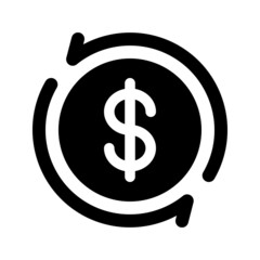 Illustration vector graphic icon of Money Circulation Icon. Solid Style Icon. Vector illustration isolated on white background. Perfect for website or application design.