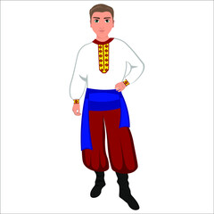Men's folk national Ukrainian costume. Vector illustration
