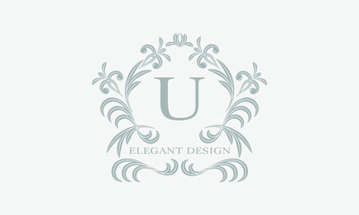 Monogram template with the initial letter U. Logo for cafe, bar, restaurant, invitation. Business style and brand of the company.