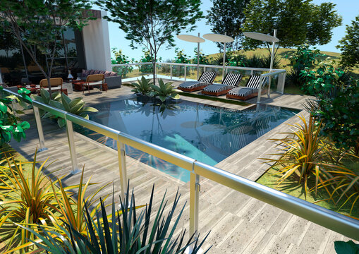 3D Rendering Mediterranean Terrace