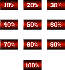 Discount icons from 10 to 100 percent vector illustration for your advertising