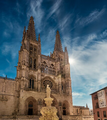 Fototapeta na wymiar The Cathedral of Saint Mary of Burgos, Burgos, Castille and Leon, Spain. UNESCO World heritage landmark along the Way of St. James