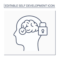 Mental conditioning line icon.Brain training. Modify thoughts, attitudes, and beliefs to accept thinking patterns. Self-development concept. Isolated vector illustration. Editable stroke