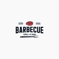 Vintage barbecue steak grilled logo