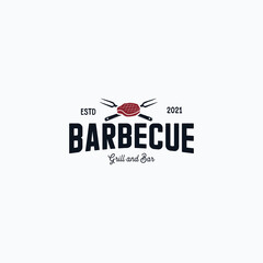 Vintage barbecue steak grilled logo