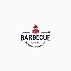 Vintage barbecue steak grilled logo