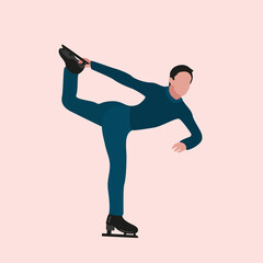Fototapeta na wymiar Cartoon flat vector illustration. Figure skating competition. World championship. Male athlete.