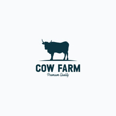 Farm logo design concept cow farm