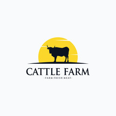 Farm logo design concept cow farm