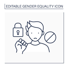 Violence line icon. Gender-based abuse to men. Harassment and bullying. Home violence. Gender equality concept. Isolated vector illustration. Editable stroke