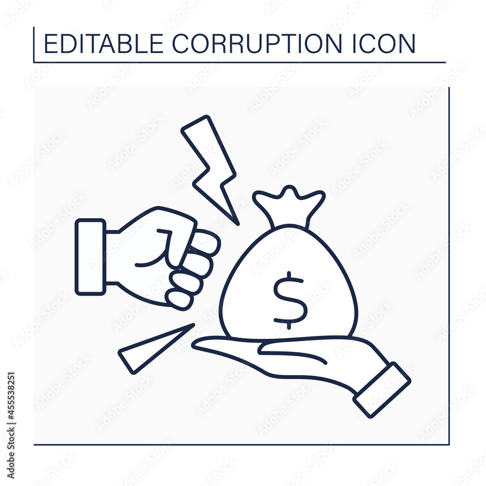 Poster anti bribery line icon. avoiding corruption actions. fight against illegal investment and bribes. co