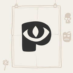 P letter logo with a eye. - obrazy, fototapety, plakaty