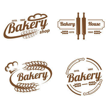 collection bakery logo design template vector. vintage style logo