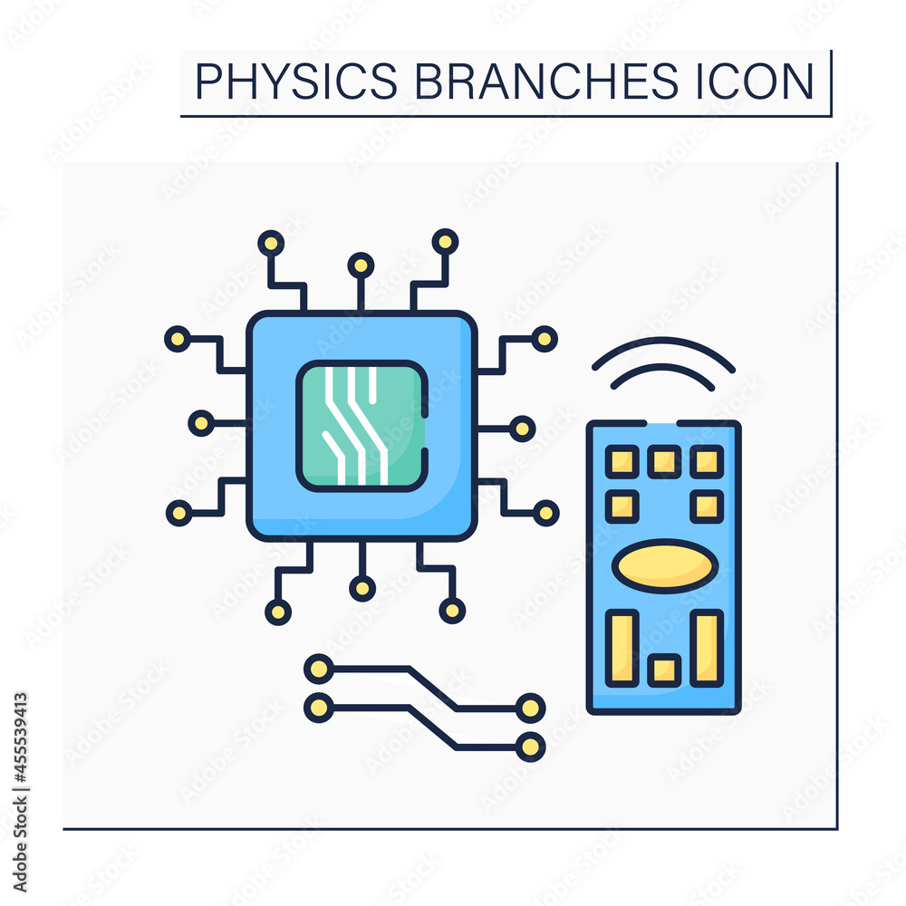 Aufkleber electronics color icon. device to control electron flow by amplification and rectification. transist