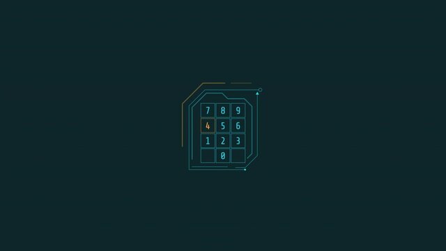 Looped animation of a virtual calculator HUD element.