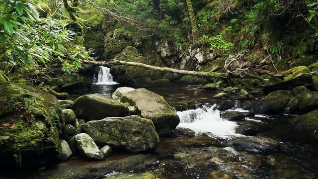 Torc Waterfall Flusslauf im Killarney National Park in Kerry Irland