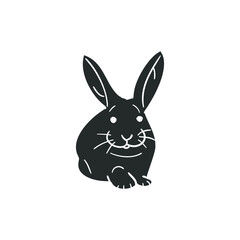 Rabbit Animal Icon Silhouette Illustration. Bunny Easter Vector Graphic Pictogram Symbol Clip Art. Doodle Sketch Black Sign.