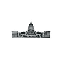 Capitol Hill, Washington, DC, USA Icon Silhouette Illustration. CHANGE Vector Graphic Pictogram Symbol Clip Art. Doodle Sketch Black Sign.