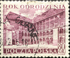 POLAND-CIRCA 1953: A post stamp printed in Poland showing a historic building in Poland as a symbol of the Renaissance Year