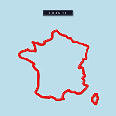 France bold outline map. Vector illustration