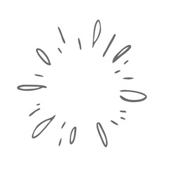Sunburst doodle. Star, firework explosion. Hand drawn vector Illustration.