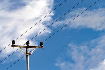 electric poles with high-voltage cables