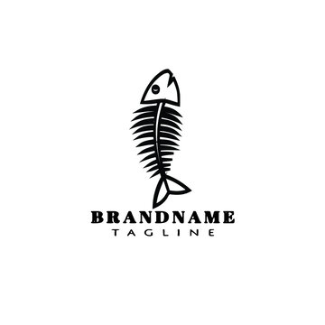 fish bone logo design template icon black isolated vector illustration
