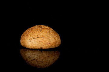 Healthy organic,  bread made of whole rye and wheat flour, and seeds. Close up view.