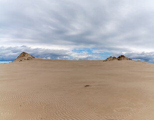 endless wandering sand dunes in Slowinski National Park on the Baltic Sea in northern Poland - obrazy, fototapety, plakaty
