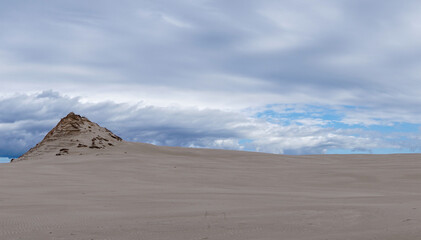 Fototapeta na wymiar endless wandering sand dunes in Slowinski National Park on the Baltic Sea in northern Poland