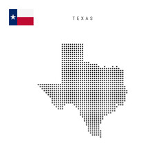 Fototapeta na wymiar Square dots pattern map of Texas. Dotted pixel map with flag. Vector illustration