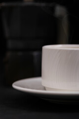 Cup of coffee front closeup