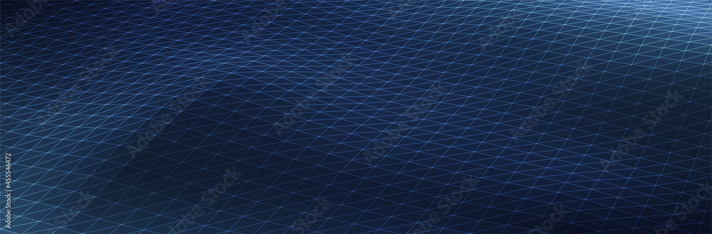 Poster abstract blue background. dark low poly triangle pattern. virtual computer landscape. technology sty