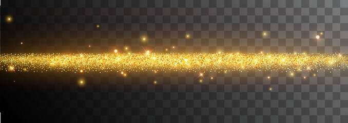 Light effect on a black background. Gold glowing neon line with luminous dust and glares. luminous trail. Abstract stylish light effect © Ann_Sereda