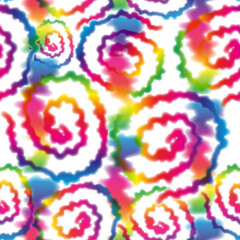 Hippie Tie Dye Rainbow LGBT Swirl Seamless Pattern in Abstract Background Style. Colorful Shibori Psychedelic Texture with Spiral Shape