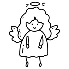An angel with curly hair drawn by hand.