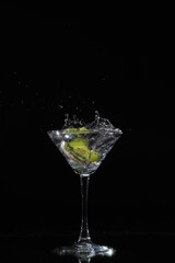 martini glass with splash