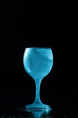 glass of water on black background