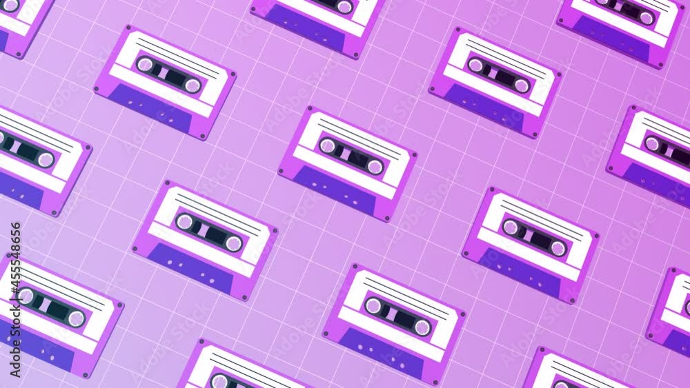 Aufkleber vaporwave style cassette tape pattern loop animation. abstract motion graphics. tiled floor 90s vint