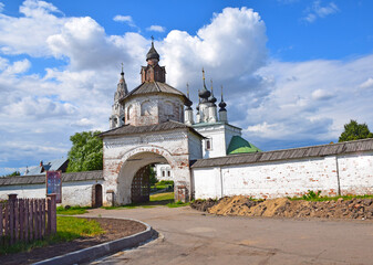The Alexander Monastery was founded in 1240 by Prince Alexander Nevsky. It was abolished in 1764. In 2006 it was resumed as a monastery. Russia, Suzdal, August 2021.