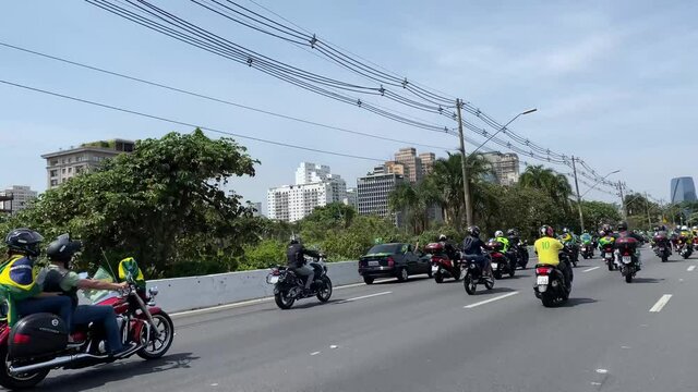 Demonstration in favor of Bolsonaro in Sao Paulo city.