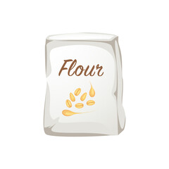 Bag with flour, isolated on white background, vector illustration.