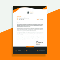 Corporate business letterhead template design with wavy shapes