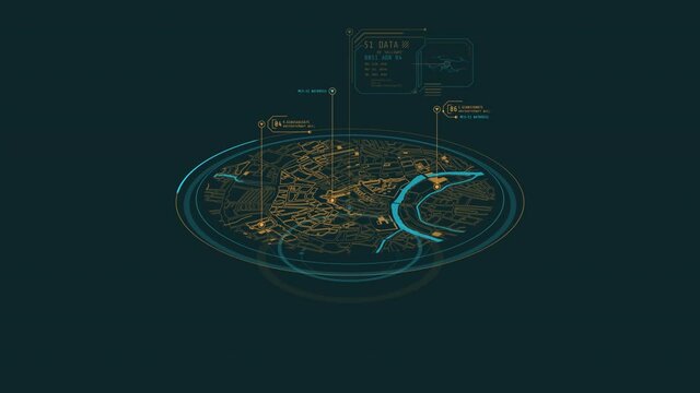 Looped Animation Of A Map Fragment With Callouts HUD Element.