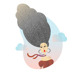 woman with curly hairs