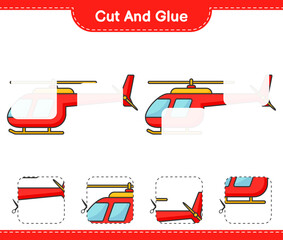 Cut and glue, cut parts of Helicopter and glue them. Educational children game, printable worksheet, vector illustration